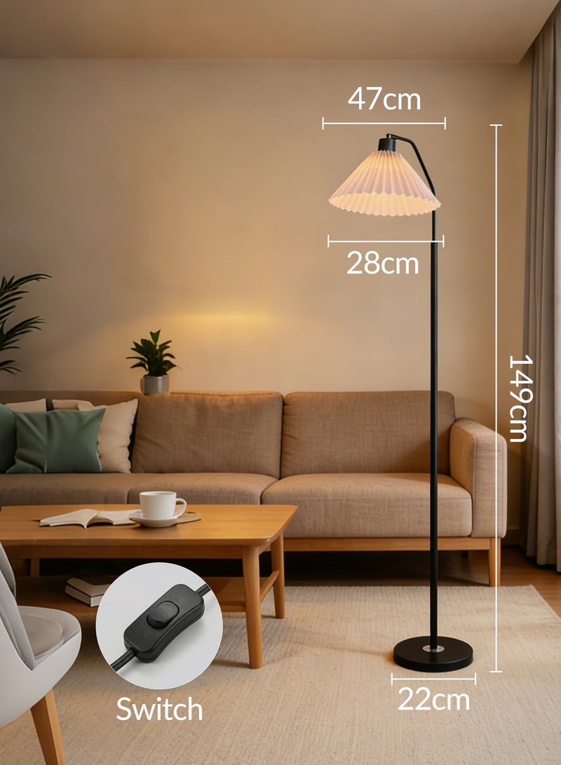 Minimalist Arc LED Floor Lamp, 16 Color Temperatures, Stepless Dimming, Remote Control, White Fabric Shade, Adjustable Tall Standing Lamp, Modern Design, 149×47 cm, for Bedroom, Living Room, or Office, Black - Image 4
